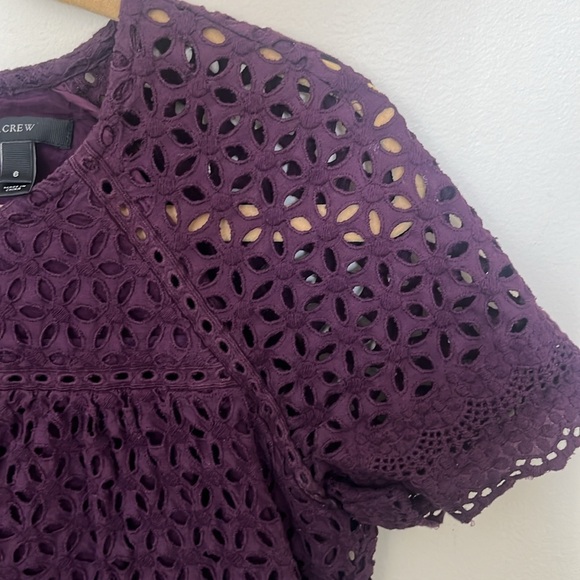 J Crew Plum Eyelet Shirt - Size 6 - Picture 3 of 8